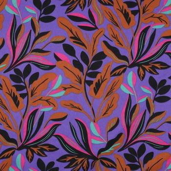 Satin Baumwolle Purple Lush Leaves von Nerida Hansen